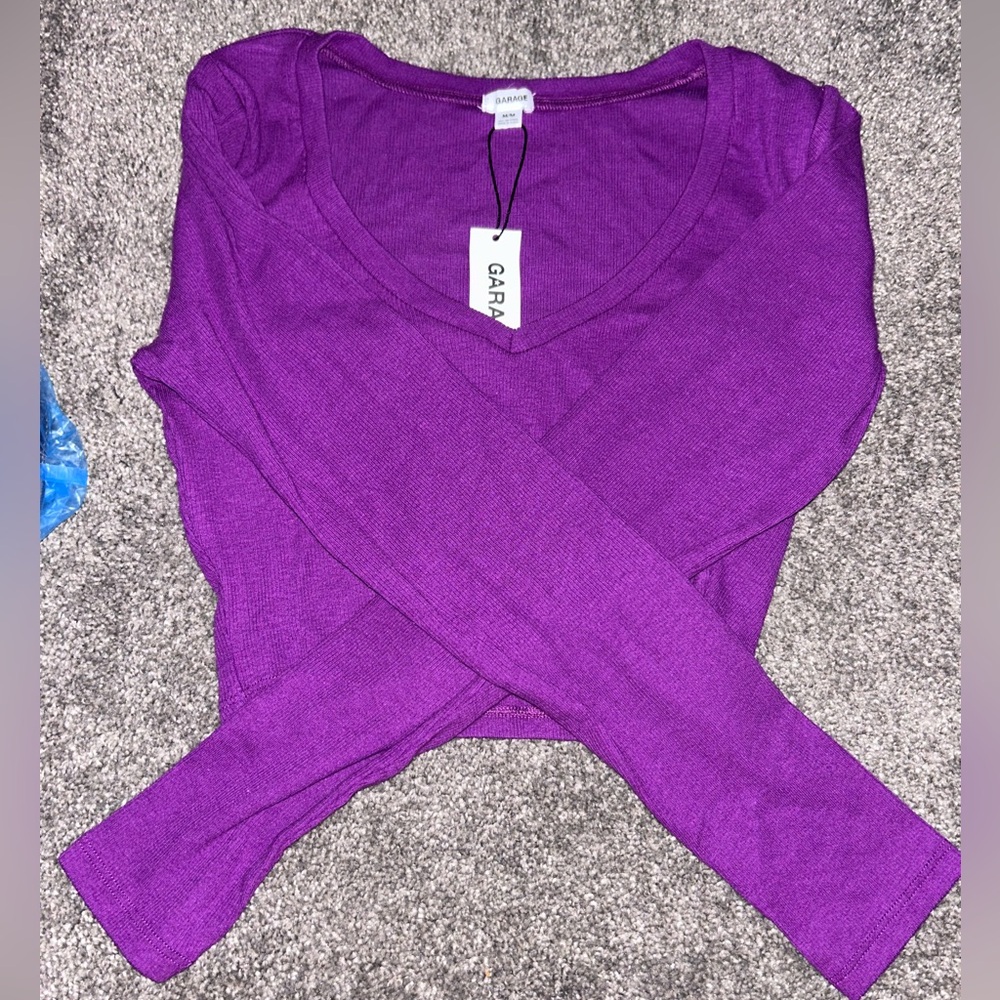 Purple v neck long sleeve